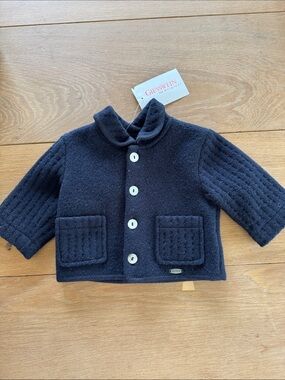NWT Giesswein Baby Navy Wool Button-Up Pea Coat